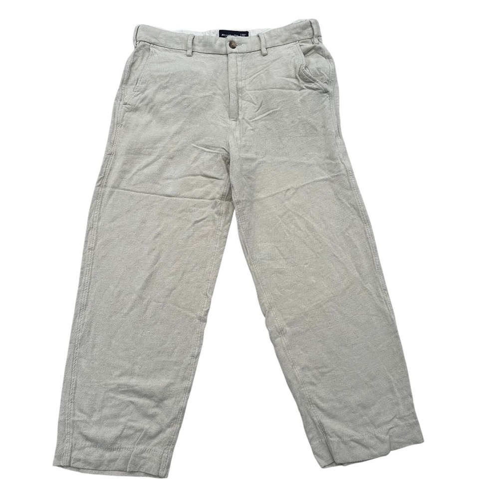 Abercrombie Fitch Baggy Trousers Mens 33 Beige Linen Blend Wide Leg Pants